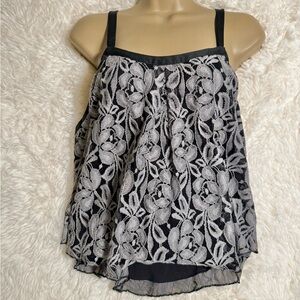 NWT free people black and gray lace flowy tank top